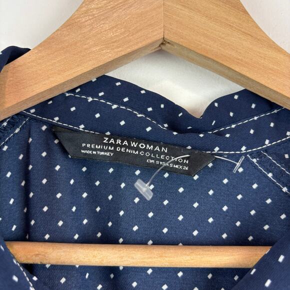 ZARA Polka Dot Crop Top Long Sleeve Western Preppy Academia Chic S - Picture 3 of 5